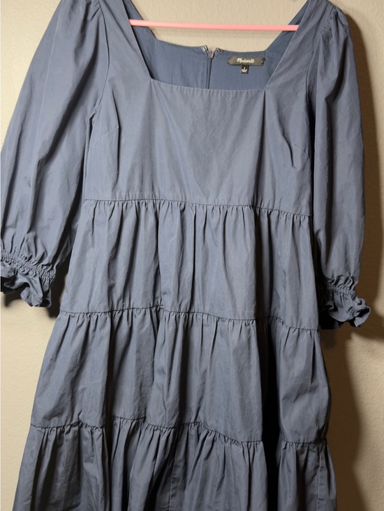 Madewell Tops - Madewell Dusty Blue Tiered Square-Neck Tunic